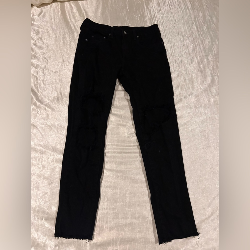 Carmar high waisted black distressed mom jeans size 27